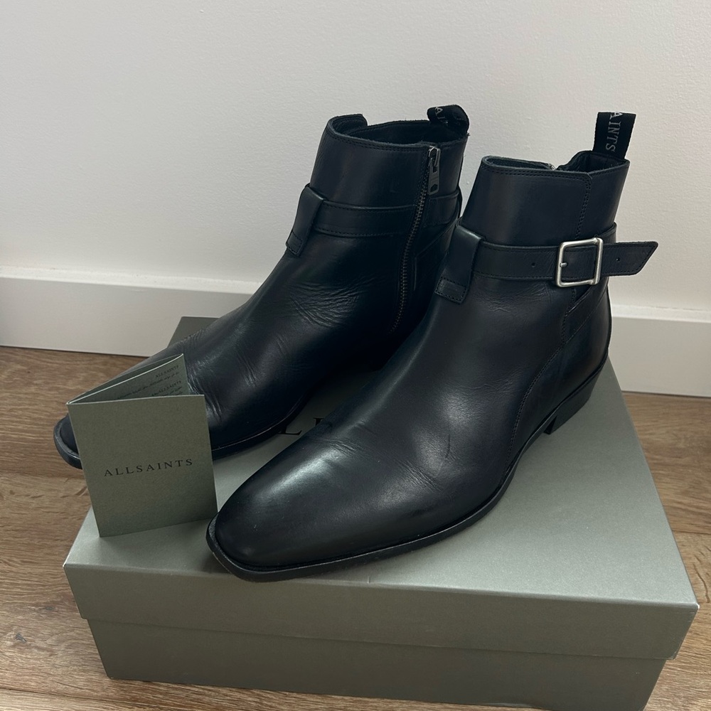 All Saints Black Leather Boots